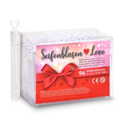 Seifenblasen Hochzeits Set - 96 Stück je 4,5ml - Wedding Bubbles Flakon mit Herz