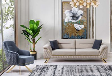 Wohnzimmer 3-Sitzer Designer Sessel Luxuriöse Polster Textil Garnitur