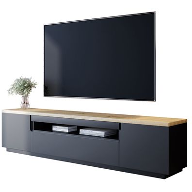 TV Lowboard ENO 200 schwarz matt / artisan eiche