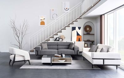 Modern Wohnzimmer Set Besteht aus 2x Sofas und Sessel Neuheit 3tlg.