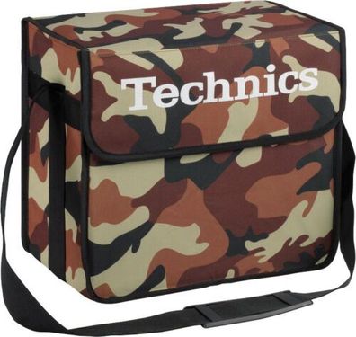 Technics DJ Bag Camouflage Braun Logo weiss Seitentasche Schultergurt ca 60 LPs