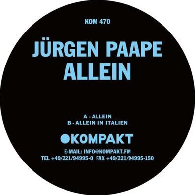 Jürgen Paape Allein In Italien LTD 10" Vinyl 2023 Kompakt Kompakt470