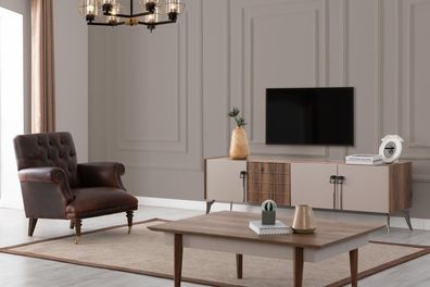 Wohnzimmer Designer Set Luxus Couchtisch Moderner TV-Schrank 3tlg Neu