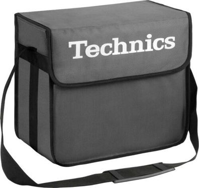Technics DJ Bag Grau Logo weiss Seitentasche Schultergurt ca 60 LPs