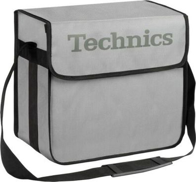 Technics DJ Bag Silber Logo weiss Seitentasche Schultergurt ca 60 LPs