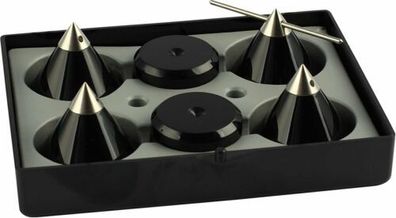 Audio Selection Kegel Disc Set gross justierbar schwarz 4 Stück Absorber Spikes