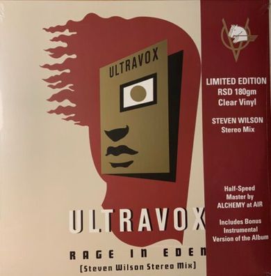 Ultravox Rage In Eden 180g 2LP Clear Vinyl Record Store Day BF 2022
