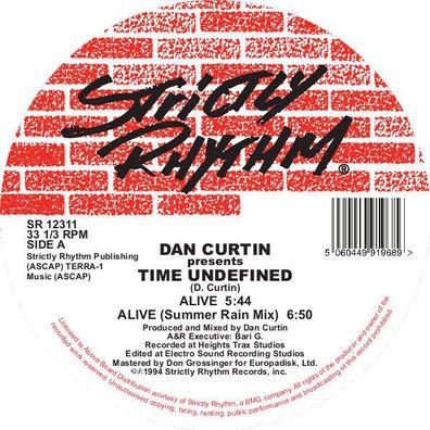 Dan Curtin Pres. Time Undefined Alive Cascade 12" Vinyl Strictly Rhythm SR12311