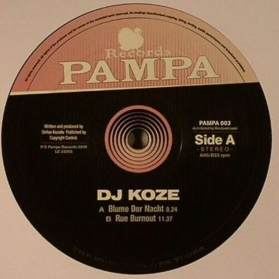 DJ Koze Blume Der Nacht Rue Burnout 12" Vinyl 2010 Pampa Records PAMPA003