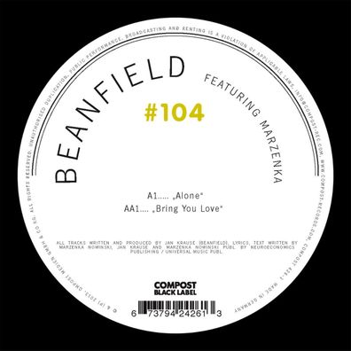 Beanfield ft. Marzenka - Alone / Bring You Love (12" Vinyl) Compost, COMP426 NEU!