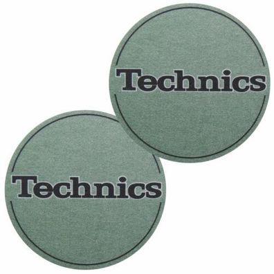 Slipmats Technics Grün Metallic Logo schwarz 1 Paar
