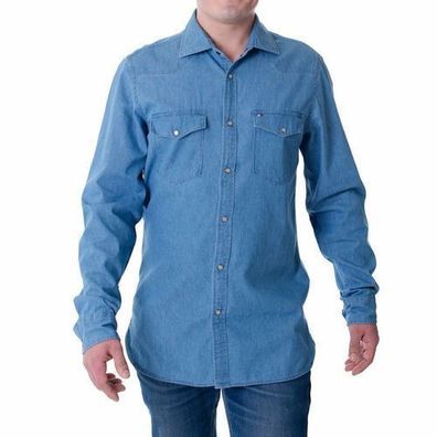 Tommy Hilfiger Herrenhemd Denim Shirt Hemd In Blau MW0MWII870-IAO