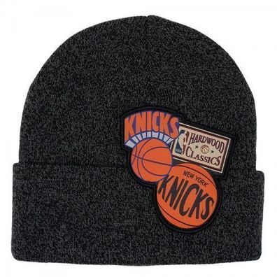 Mitchell & Ness Wintermütze New York Knicks NBA XL Logo Patch Knit Hwc