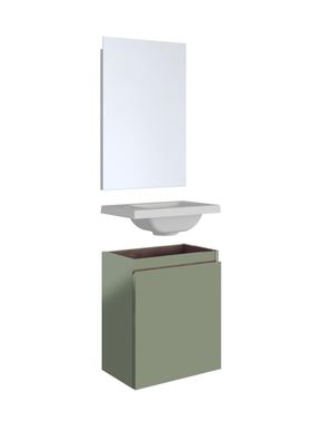 Möbel Porto Pack Handwaschbecken + Schrank + Spiegel 40cm Grün - Allibert