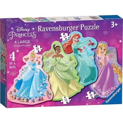 4-in-1 geformte Puzzles - Disney Prinzessinnen