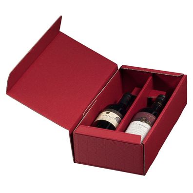 25 x Geschenkbox 2 Flaschen 192x 95x360mm Bordeaux