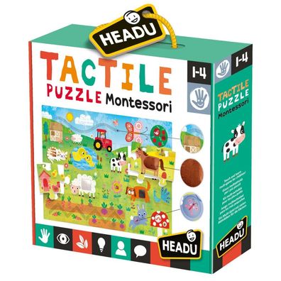 Headu 8.05959E + 12 Tactile Puzzle Montessori, Mehrfarbig