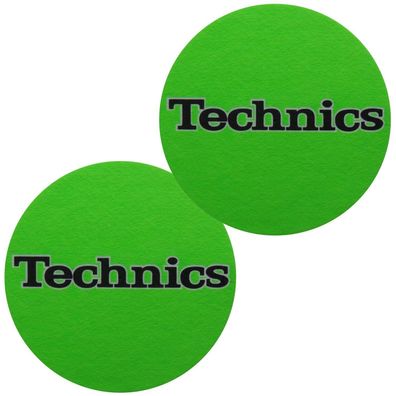 Slipmats Technics Green Neon Grün Black Logo 1 Paar 0020101860
