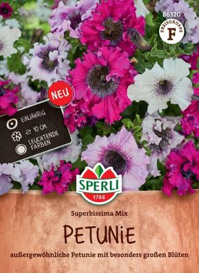 Petunie Superbissima Mix, große Blüten, leuchtende Farben, Saatgut von Sperli