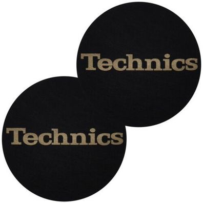 Slipmats Technics Schwarz Logo Gold 1 Paar 0020101711