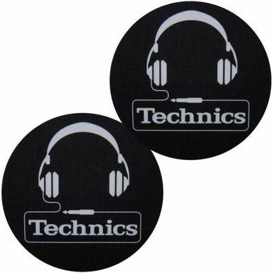 Slipmats Technics Headphone Weiss auf schwarzem Hintergrund 1 Paar 0020101712