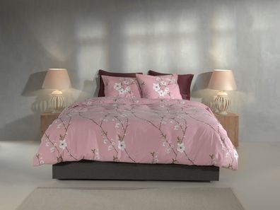 Zo! Home Flanell Bettwäsche 135x200 cm Rossa pink Blüten Blumen rosa weiß