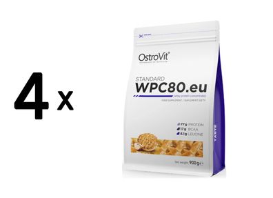 4 x OstroVit Whey Protein Concentrate 80 (900g) Apple Pie
