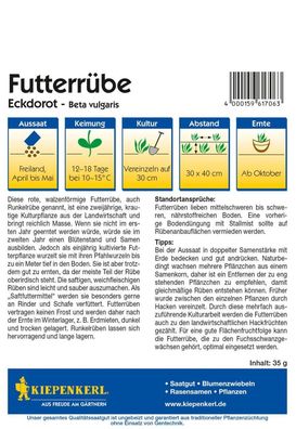 Futterrübe Eckdorot 35g Vorteilspack, walzenförmige Runkelrübe mit reichlich