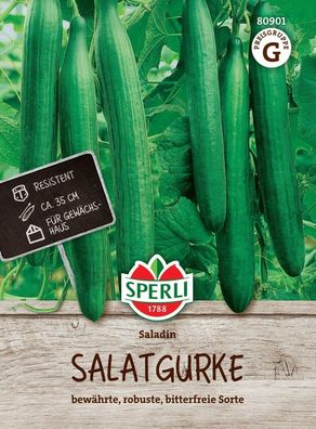Salatgurke Saladin F1, bewährt & robust, bitterfreie Sorte, Gewächshaus geeignet