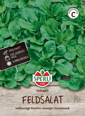 Feldsalat Volhart 3, vollherzige Rosette, nussiger Geschmack, Saatgut von Sperli