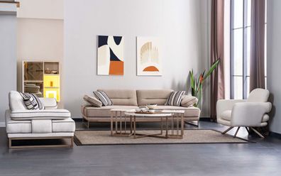 Stilvolle Wohnzimmer Sitzgarnitur Polster 2x Dreisitzer Sofas Sessel