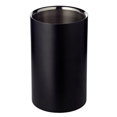 EDZARD Weinkühler Pearl, doppelwandig, außen matt schwarz, innen Edelstahl, Höhe