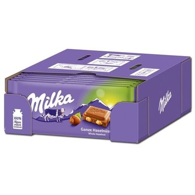 Milka Ganze Haselnüsse Schokolade, 17 Tafeln je 100g