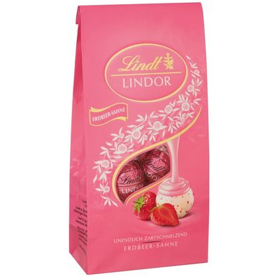 Lindt Lindor Kugeln Erdbeer-Sahne weißer Schokolade 137g
