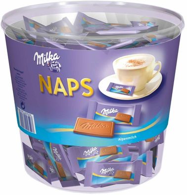 Milka Naps Alpenmilch - Mini Schokolade Täfelchen - 1000g Dose