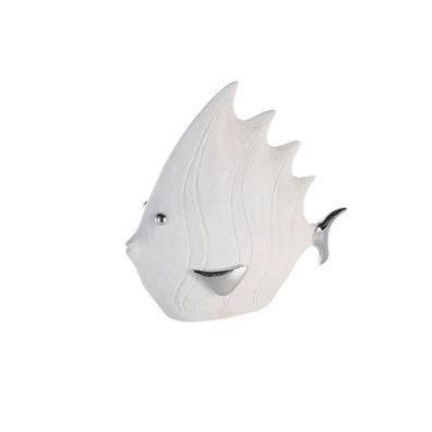 Poly Figur "Fisch" weiss/ silber H.33cm, von Gilde