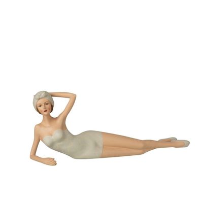 Skulptur - Damen-Badeanzug liegend Poly Grau/ Beige, 50x19cm, von J-Line