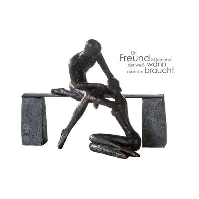 Poly Skulptur "Freundschaft" bronzefarben, 15x28cm, von Gilde