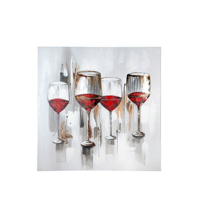 Aluminium/ Leinwand Bild, Gemälde "Weinprobe" 100cmx100cm, von Gilde