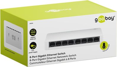 Goobay 8-Port Switch / Gigabit / Ethernet / Netzwerk / Verteiler / 1000 Mbit/ s