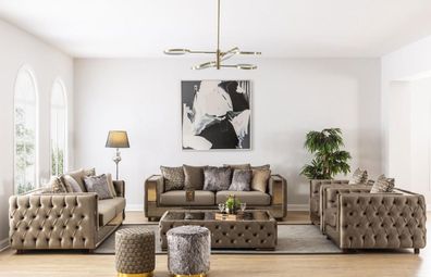 Sofagarnitur Chesterfield Set 3 + 3 + 1 + 1 Sitzer Sofa Couch Garnitur Design Couchen