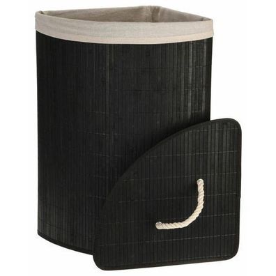 Eck-Wäschekorb aus Bambus schwarz Wäschesammler Wäschetonne Wäschesack Wäschetruhe