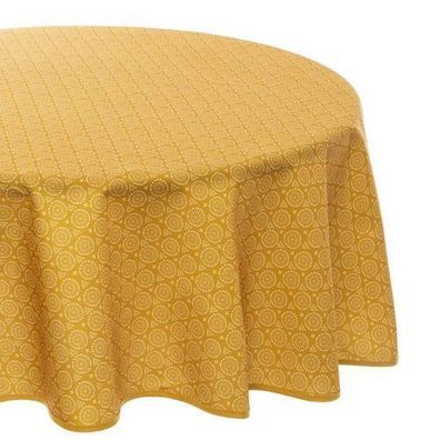 Runde Tischdecke 180 cm gelb Tischtuch Tischunterlage Tischläufer Dekoration Modern