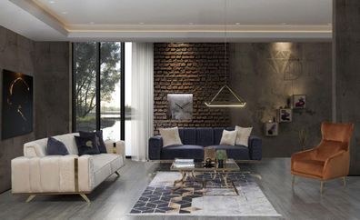 Luxus Sofagarnitur Couch Textil Couchen 4 + 3 + 1 Sitz Sofas Wohnzimmer Stoff