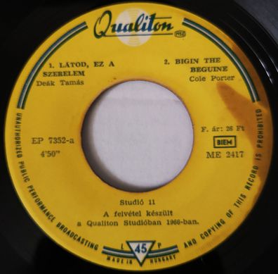 Studio 11 - Begin The Beguine (Artie Shaw) Money Can´t Buy My Love (Beatles) 7" EP 45