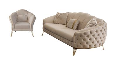 Wohnzimmer Komplett 3tlg Modern Dreisitzer Sofa Couch Luxus 2x Sessel