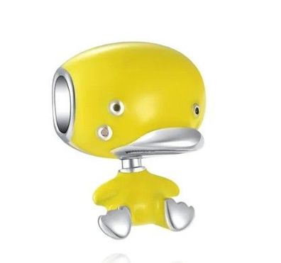 Charms Anhänger Charm kompatibel für Pandora 925 Sterling Silber gelbe Ente