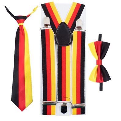 Deutschland Set Hosenträger mit Fliege oder Krawatte WM Fans Accessoires Outfit