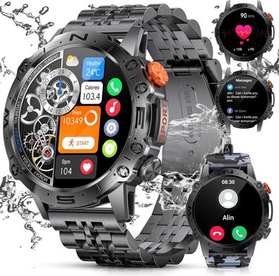 Smartwatch Herren mit Telefonfunktion,1.43´´ AMOLED Touchscreen,100+ Sportmodi Sportu