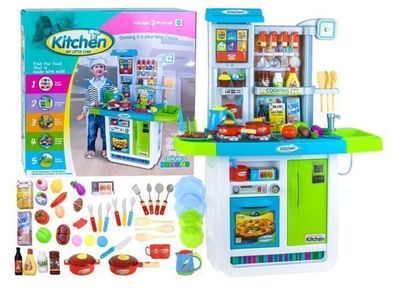 Interaktive Kinderküche mit Kühlschrank, blau und grün